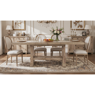 Sunvega Weathered Sand Finish Mango Wood Counter Table with Extendable Leaves