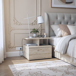 Sunvega Floating Nightstand with Drawer in Black Wengue Finish for Wall Assembly