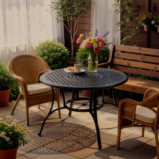 Sunvega Traditional Cast Aluminum Outdoor Dining Table with Lattice Design