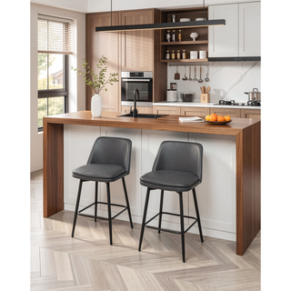 Sunvega Counter Height Swivel Bar Stools Set of 2 with Upholstered Seat and Back