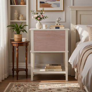 Sunvega Elegant Contemporary Nightstand with Open Shelf for Compact Storage