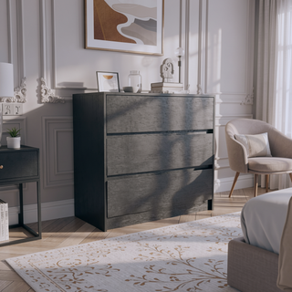 Sunvega White Three Drawer Dresser with Pull Out Mechanism and Metal Rails