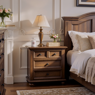 Sunvega Oak Rectangular 4-Drawer Chest with Rustic Finish and Spacious Storage