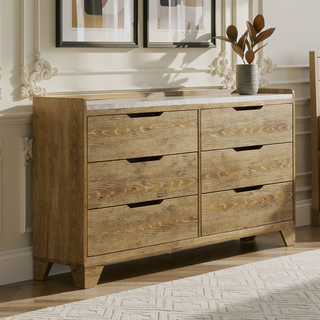 Sunvega Transitional Light Aspen Brown Nightstand with LED Light and USB Ports