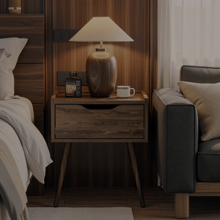Sunvega Modern Nightstand with Spacious Drawer and Shelf for Bedroom or Living Room