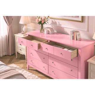 Sunvega Bright Pink Dresser with Spacious Drawers for Easy Organization
