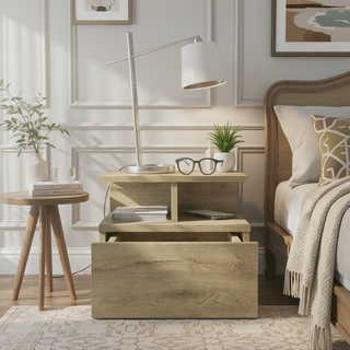 Sunvega Floating Nightstand with Large Drawer and Multiple Shelves for Storage or Decor