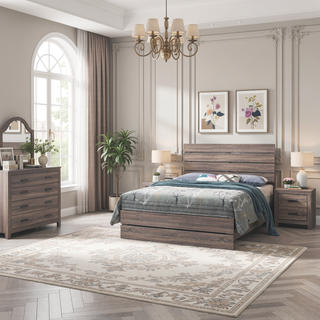 Sunvega Six-Drawer Dresser in Coastal White with Dark Bronze Handles for Bedroom