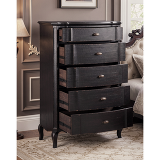 Sunvega Antique Taupe Finish 5-Drawer Chest with Felt-Lined Top and Cabriole Legs