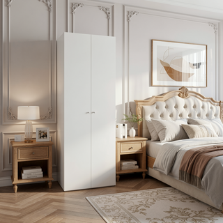 Sunvega 2-Door Black Armoire with Hanging Rod and Storage Shelf for Bedroom
