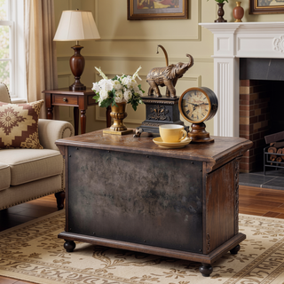 Sunvega Traditional Rustic Solid Wood Nightstand with Bronze Hanging Pulls and 3 Drawers