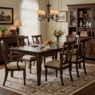 Sunvega Dark Brown Finish Wooden Dining Bench with Beige Fabric Upholstered Seat