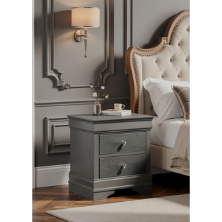 Sunvega Blaze Modern White Wood Nightstand with Two Drawers and Textured Finish