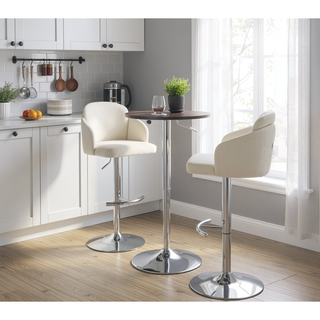 Sunvega Adjustable Height Contemporary Bar Table with Wooden Top and Chrome Base