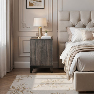 Sunvega Weathered Grey 2-Drawer Nightstand with Smooth Metal Glide and Modern Flat Surface