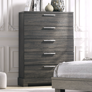 Sunvega Modern Gray Oak Chest with Five Spacious Drawers for Bedroom