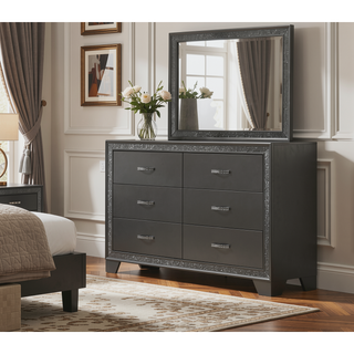 Sunvega Contemporary Nightstand with Sparkling Accent Band and Two Drawers