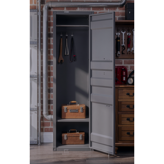 Sunvega Red 1-Door Wardrobe with Container Lock and Metal Shelf