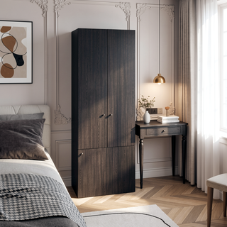 Sunvega Three-Door Freestanding Closet System with Hanging Rod and Shelves