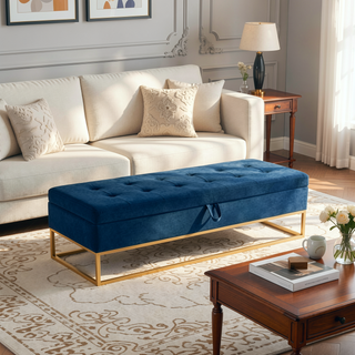 Sunvega 58.6" Contemporary Velvet Storage Bench with Button Tufted Top for Bedroom