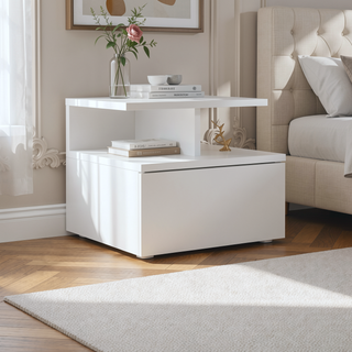 Sunvega Blue Floating Nightstand With Drawer And Shelves For Storage And Decor