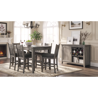 Sunvega Rustic Gray Counter Height Dining Table for Entertaining 60 Inch Long