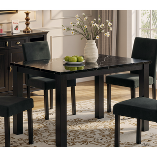 Sunvega Black Faux Marble Top Rectangular Dining Table with Strong Black Finish