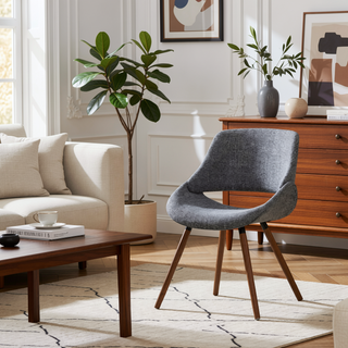 Sunvega Mid Century Modern Bentwood Dining Chair with Grey Woven Fabric