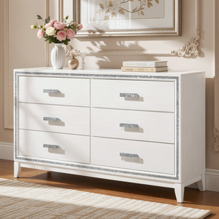 Sunvega Elegant White Finish Nightstand with Two Spacious Storage Drawers