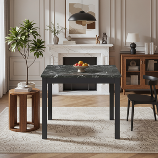 Sunvega 5-Piece Counter Height Dining Set with Faux Marble Table and Upholstered Chairs