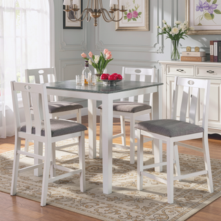 Sunvega Transitional White Gray Two-tone 5pc Counter Height Dining Set