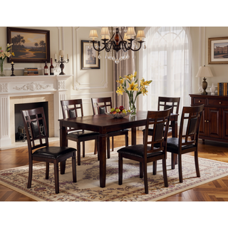 Sunvega Brown Espresso Finish Transitional 7-Pc Dining Set with Lattice Chairs