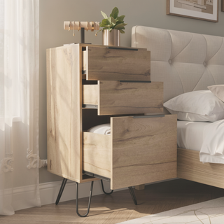 Sunvega Light Oak Dresser with Hairpin Legs and Spacious Top Surface