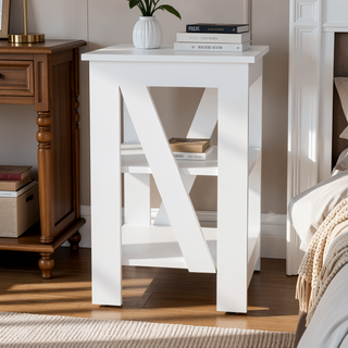 Sunvega 3-Tier Side Table with Open Shelves for Living Room and Bedroom