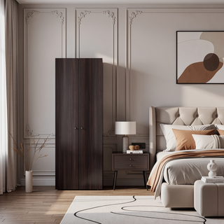 Sunvega Two Door Closet System with Fixed Shelves for Bedroom and Laundry Room Organization