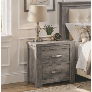 Sunvega Weathered Gray Contemporary Wood Nightstand with Two Spacious Dovetail Drawers