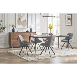 Sunvega Soft and Cozy Grey Thickened Fabric Dining Chairs with Metal Legs Set of 2