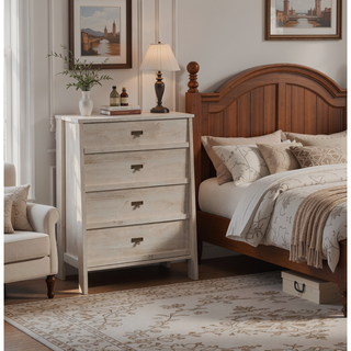 Sunvega Four Drawer Chest with Brown Finish and Spacious Storage