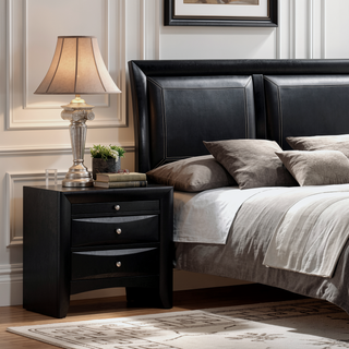Sunvega Contemporary 2 Drawer Nightstand End Table with Jewelry Tray in Brown Finish