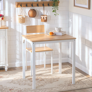Sunvega 3-Piece Cottage Style Square Dining Table Set with 2 Chairs for Small Space