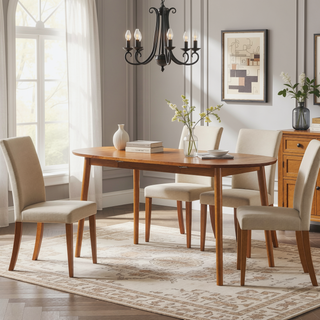 Sunvega Solid Pine Mid-Century Extension Dining Table with Removable Leaf