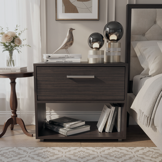 Sunvega Modern White and Natural Oak Media Console with 2 Doors and 4 Shelves