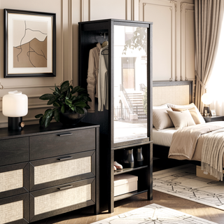 Sunvega Wimberly Wardrobe with Mirror for Chic Bedroom Storage and Organization