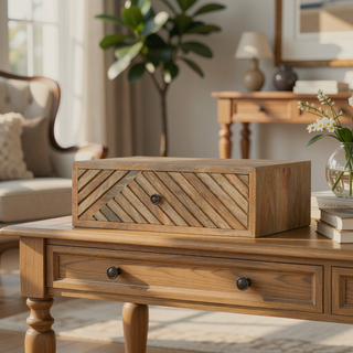 Sunvega Minimalist Wall-Mounted Solid Mango Wood Nightstand with Carved Drawer