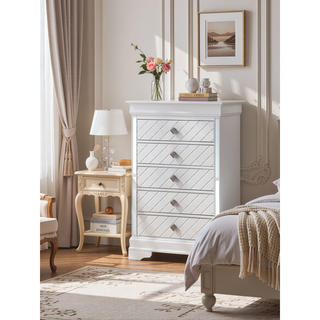 Sunvega Sophisticated Silver Champagne Transitional Nightstand with Two Drawers for Storage