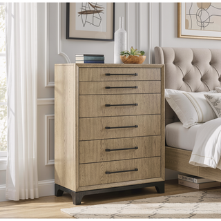 Sunvega Caramel and Cocoa 6-Drawer Chest with Metal Glides for Bedroom Storage