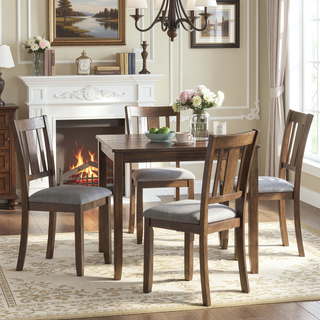 Sunvega Walnut Square Wood Dining Table for Kitchen with Counter Height and Tapered Legs