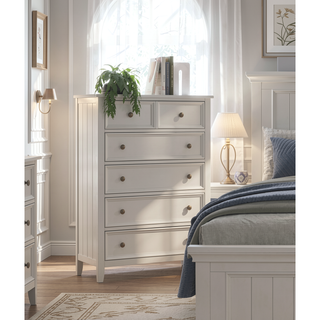 Sunvega White Finish 2 Drawer Bedroom Nightstand Farmhouse Style Bedside Table