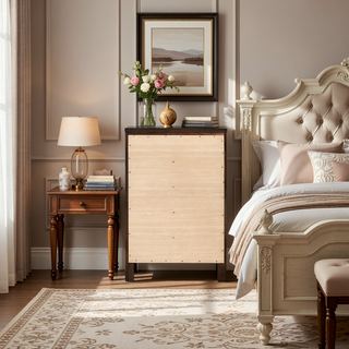 Sunvega Warm Brown Chest with Five Spacious Drawers and Silver Handles