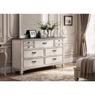 Sunvega Transitional Two-Tone Finish Nightstand with Two Storage Drawers
